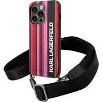 Custodia per Apple iPhone 14 Pro Max, Karl Lagerfeld, Color Stripes with Strap, Rosa — 3