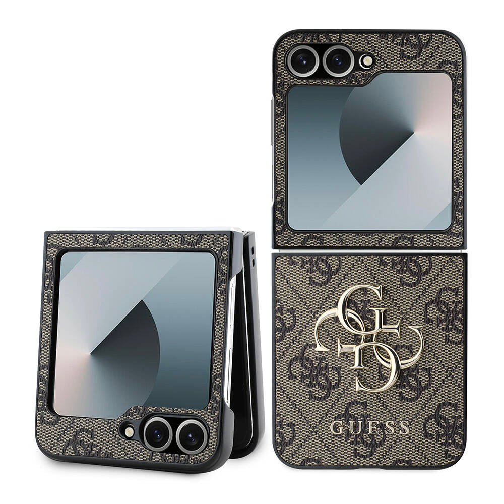 Guess Custodia per Samsung Galaxy Z Flip7 FE F761 / Z Flip6 F741, Guess, 4G Metal Logo, Marrone