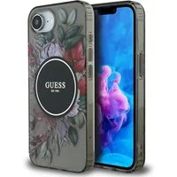 Custodia MagSafe per Apple iPhone 17e / 16e, Guess, IML Flowers, Nera — 3