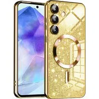 Custodia MagSafe per Samsung Galaxy A55 5G A556, Techsuit, Luxury Glitter, Dorata — 3