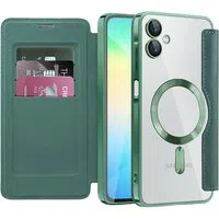 Custodia MagSafe per Samsung Galaxy A06 A065, Techsuit, SmartMag Book, Verde — 3