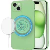 Custodia MagSafe per Apple iPhone 15 Plus, Techsuit, SoftFlex, Verde Chiaro — 3