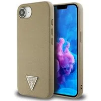 Custodia MagSafe per Apple iPhone 17e / 16e, Guess, Logo Triangolo Granulato, Marrone — 3