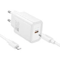 Caricabatterie da rete con cavo Lightning HOCO N60, 20W, 3A, 1 x USB-C, Bianco — 3