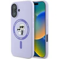 Custodia MagSafe per Apple iPhone 16, Karl Lagerfeld, Silicone Karl & Choupette, Viola — 3