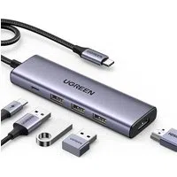 Hub USB-C UGREEN CM511, 3 x USB-A 3.0 - 1 x USB-C - 1 x HDMI, Grigio — 3