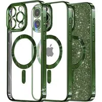 Custodia MagSafe per Apple iPhone 13 Pro, Techsuit, Luxury Glitter, Verde Scuro — 3