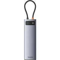 Hub USB-C Baseus Metal Gleam, 3 x USB-A 3.0 - 1 x USB-A - 1 x USB-C - 1 x HDMI - 1 x VGA - 1 x Jack 3.5mm - 1 x RJ45 - 1 x SD - 1 x microSD, Grigio — 3