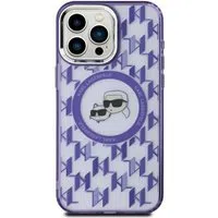Custodia MagSafe per Apple iPhone 15, Karl Lagerfeld, IML Monogramma Karl & Choupette's Heads, Viola — 3