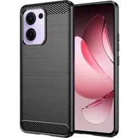 Custodia per Oppo Reno13 FS 5G / Reno13 F 4G / Reno13 F, Techsuit, Carbonio, Nera — 3