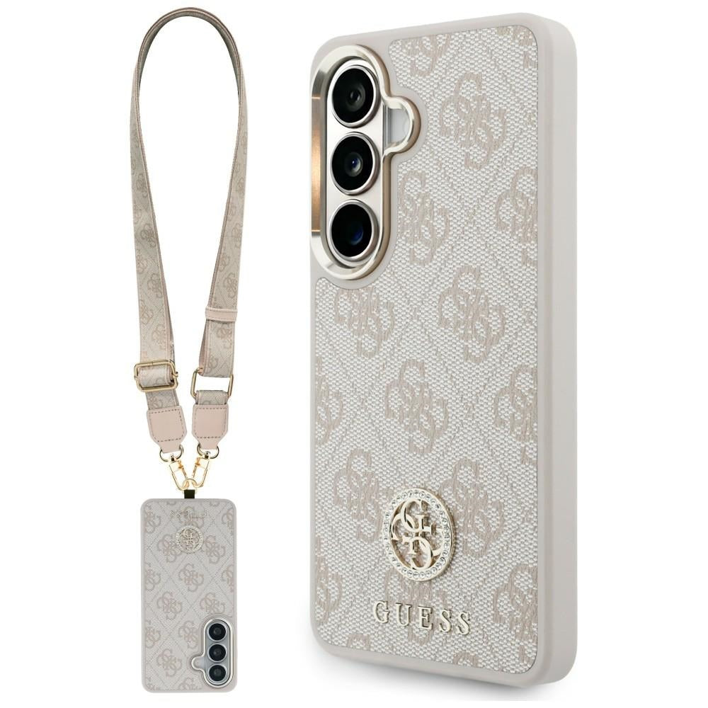 Guess Custodia per Samsung Galaxy S26 S942, GUESS, 4G Big Rhinestone Triangle Strap, Rosa