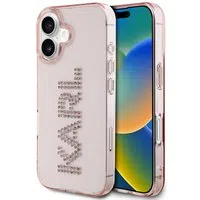 Custodia per Apple iPhone 16, Karl Lagerfeld, IML Rhinestones Pink Logo, Rosa — 3