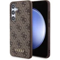 Custodia per Samsung Galaxy S24 S921, Guess, 4G Metal Gold Logo, Marrone — 3