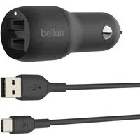 Caricatore Auto Con Cavo USB-C Belkin BoostCharge Dual, 24W, 2.4A, 2 x USB-A, Nero CCE001bt1MBK — 3
