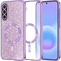 Custodia MagSafe per Samsung Galaxy A57 5G, Techsuit, Luxury Glitter, Viola Chiaro — 3