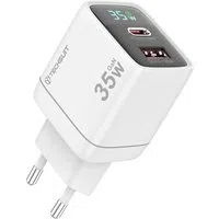 Caricabatterie Rete Techsuit CH3 LEDChargX Display, 35W, 3A, 1 x USB-A - 1 x USB-C, Bianco — 3
