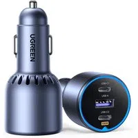 Caricabatterie Auto Con Cavo USB-C UGREEN EC705, 130W, 5A, 1 x USB-A - 2 x USB-C, Grigio — 3