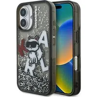 Custodia MagSafe per Apple iPhone 16, Karl Lagerfeld, Liquid Glitter Choupette Logo, Nera — 3
