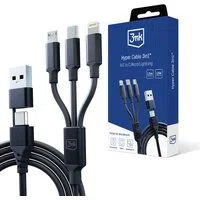 Cavo di Ricarica USB-A / USB-C - Lightning / microUSB / USB-C 3MK Hyper 3in1, 12W, 1.5m, Nero — 3