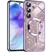 Custodia MagSafe per Samsung Galaxy A55 5G A556, Techsuit, Luxury Glitter, Viola Chiaro