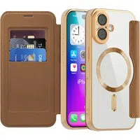 Custodia MagSafe per Apple iPhone 17, Techsuit, SmartMag Book, Marrone — 3