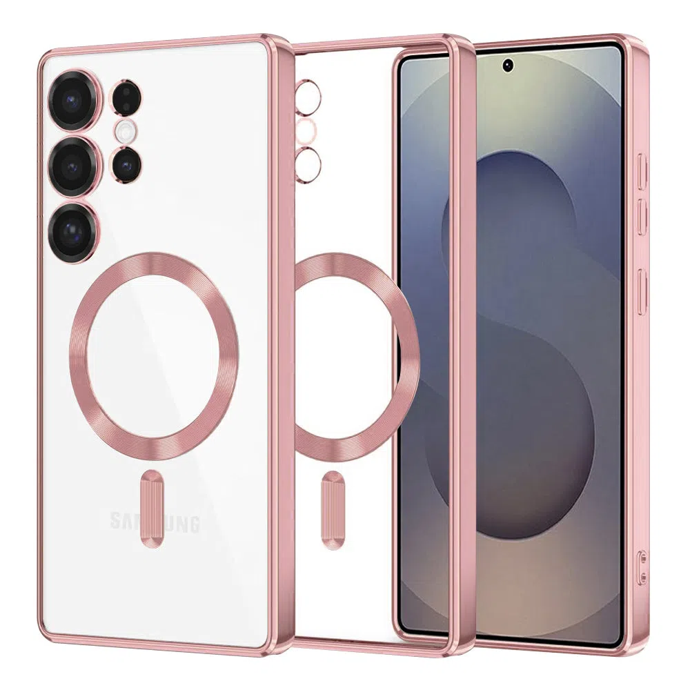 Custodia MagSafe per Samsung Galaxy S25 Ultra S938, Techsuit, Luxury Crystal, Rosa — 2