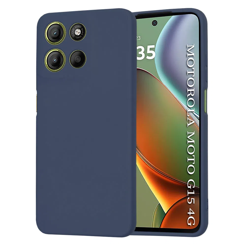 Custodia per Motorola Moto G15 / G15 Power, Techsuit, SoftFlex, Blu Navy — 2