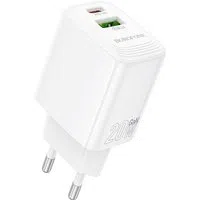 Caricabatterie Retea Borofone BN27 Fuente, 20W, 3A, 1 x USB-A - 1 x USB-C, Bianco — 3