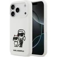 Custodia per Apple iPhone 17 Pro, Karl Lagerfeld, Sketch and Logo Karl & Choupette, Bianca — 3