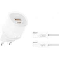 Caricabatterie da Rete con Cavo USB-C XO Design L151, 30W, 3A, 1 x USB-A - 1 x USB-C, Bianco — 3