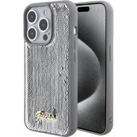 Custodia per Apple iPhone 15 Pro Max, Guess, Sequin Script Metal, Argento — 3