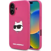 Custodia MagSafe per Apple iPhone 16, Karl Lagerfeld, Silicone Choupette's Head, Fucsia — 3