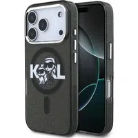 Custodia MagSafe per Apple iPhone 17 Pro, Karl Lagerfeld, IML Sketch Logo Glitter Karl & Choupette, Nera — 3