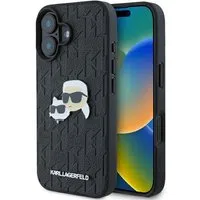 Custodia per Apple iPhone 16 Plus, Karl Lagerfeld, Monogramma Karl & Choupette's Heads, Nera — 3