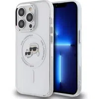 Custodia MagSafe per Apple iPhone 15 Pro, Karl Lagerfeld, IML Metal Karl & Choupette's Heads, Bianca — 3