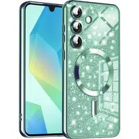 Custodia MagSafe per Samsung Galaxy A16 5G A166 / A16 4G A165, Techsuit, Luxury Glitter, Verde Chiaro — 3