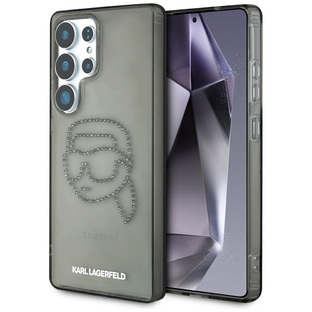 Karl Lagerfeld Custodia per Samsung Galaxy S25 Ultra S938, Karl Lagerfeld, IML Rhinestones Karl's Head, Nera