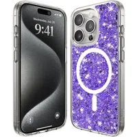 Custodia MagSafe per Apple iPhone 15 Pro, Techsuit, Sparkly Glitter, Viola — 3