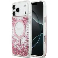 Custodia MagSafe per Apple iPhone 17 Pro Max, Guess, Fondo in Resina Glitter, Rosa — 3