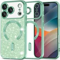 Custodia MagSafe per Apple iPhone 17 Pro, Techsuit, Luxury Glitter, Verde Chiaro — 3