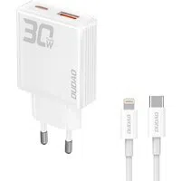Dudao A30EUL Caricatore di rete con cavo Lightning, 30W, 3A, 1 x USB-A - 1 x USB-C, Bianco — 3