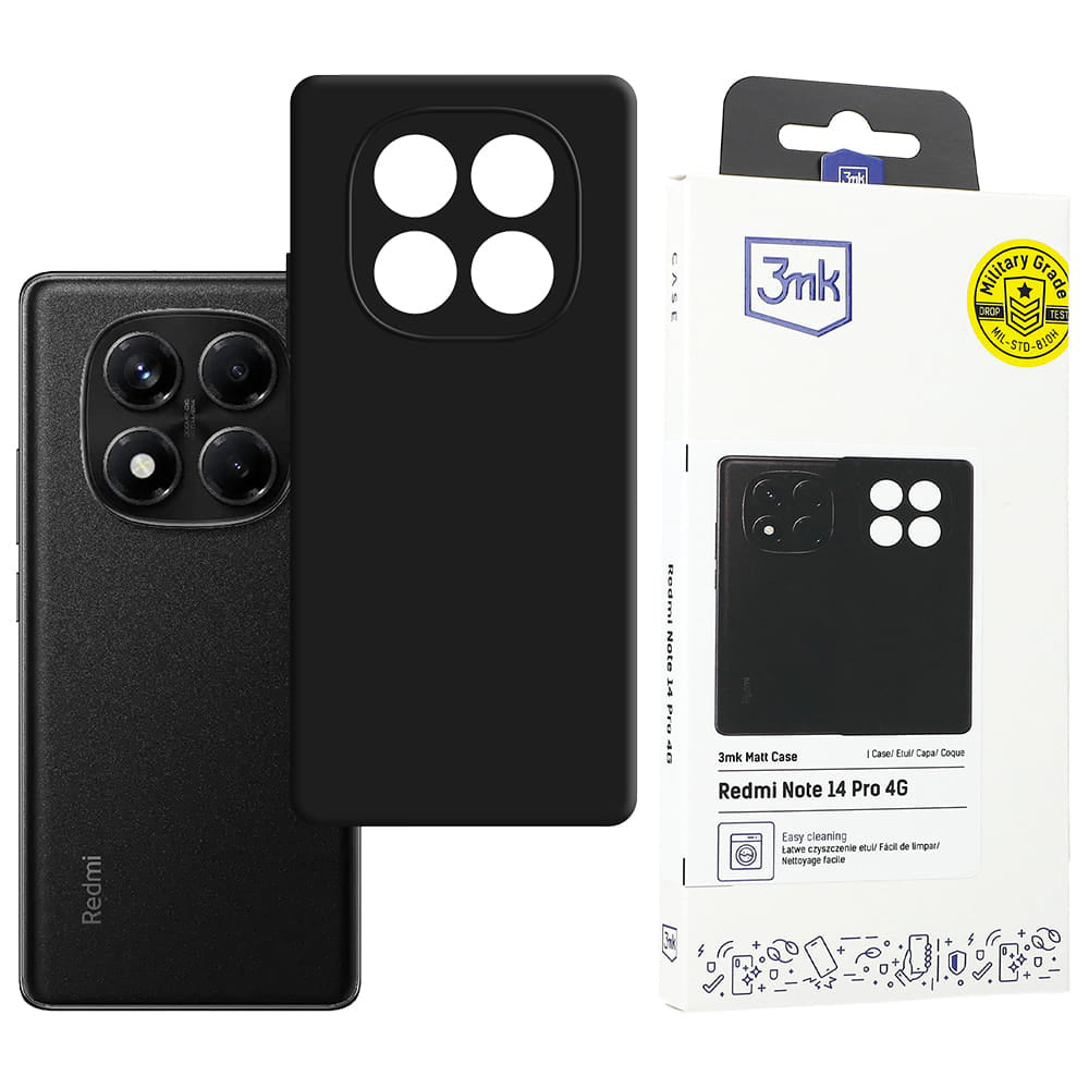 Custodia per Xiaomi Redmi Note 14 Pro 4G, 3MK, Nera Opaca