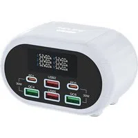 Caricabatterie Stazione Relife RL-309U, 72W, 5A, 2 x USB-C - 4 x USB-A, Argento — 3