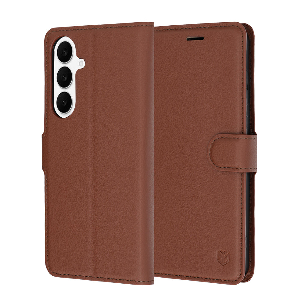 Techsuit Custodia per Samsung Galaxy S26 FE / S25 FE, Techsuit, Leather Folio, Marrone