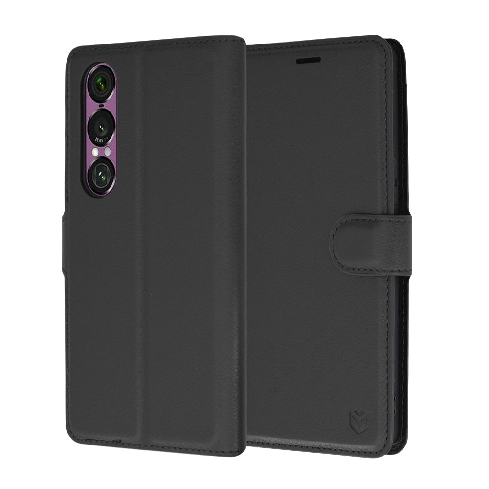 Techsuit Custodia per Sony Xperia 1 VI, Techsuit, Leather Folio, Nera