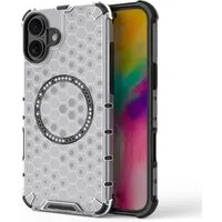 Custodia MagSafe per Apple iPhone 16, Techsuit, HoneyComb Shield, Bianca — 3