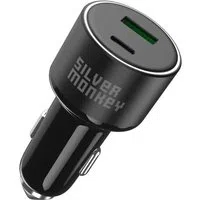Caricabatterie da auto Silver Monkey SMA014, 100W, 3A, 1 x USB-A - 1 x USB-C, Nero — 3