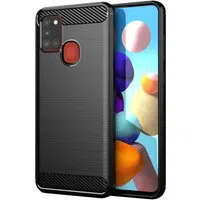 Custodia per Samsung Galaxy A21s A217, Techsuit, Carbonio, Nera — 3