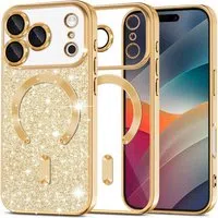Custodia MagSafe per Apple iPhone 17 Pro Max, Techsuit, Luxury Glitter, Dorata — 3