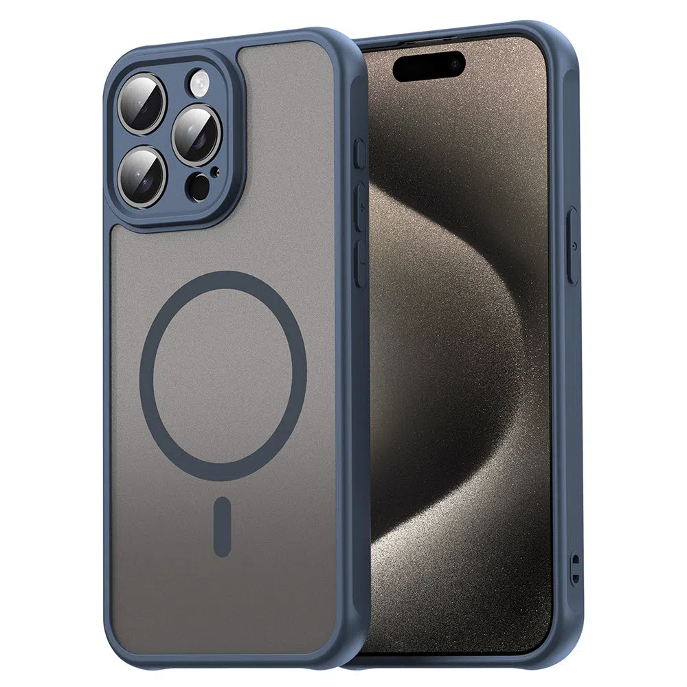 Custodia MagSafe per Apple iPhone 15 Pro Max, Techsuit, HaloFrost II, Blu Navy — 2
